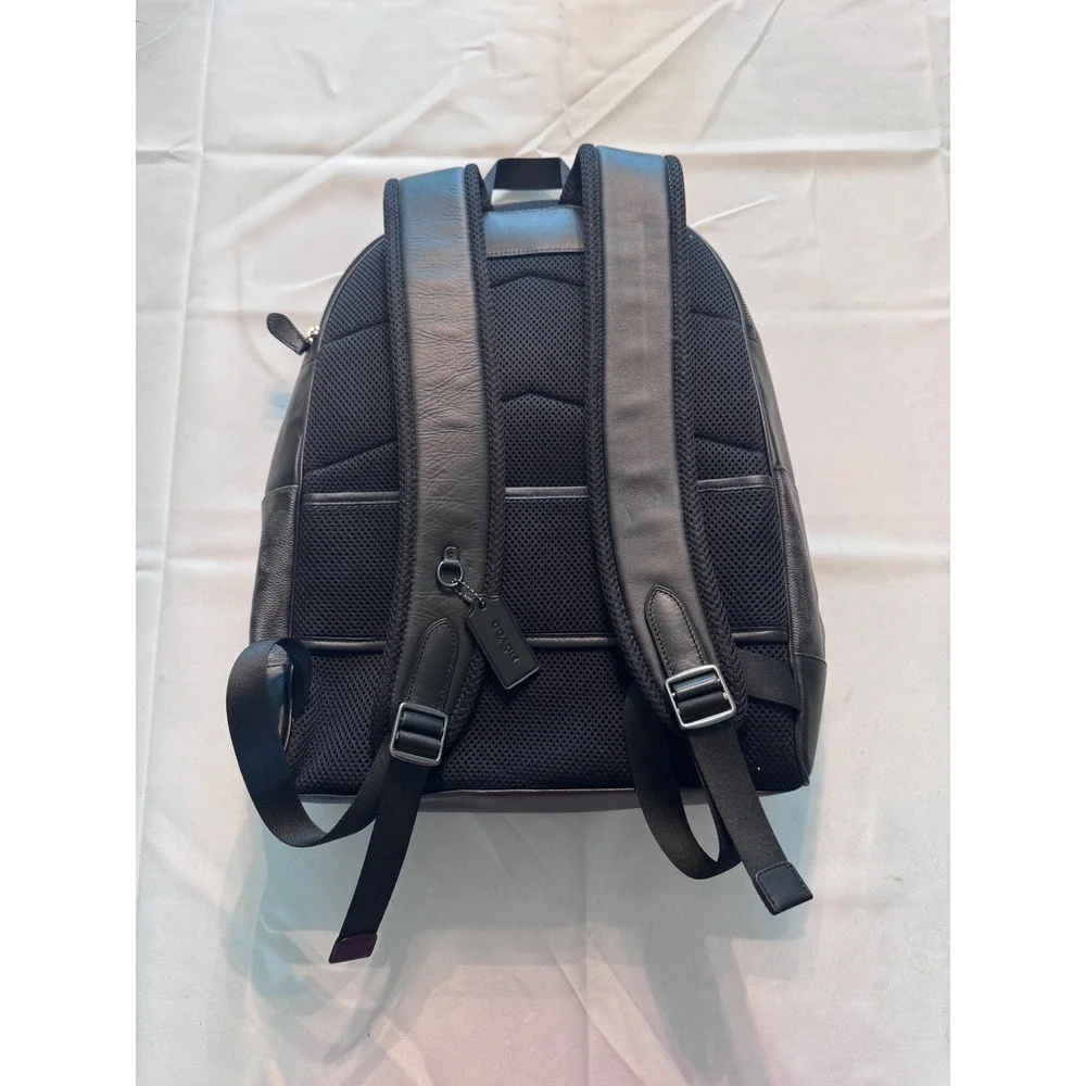 Coach West Backpack Signature Canvas Varsity Stripe Black Blue CV922 Mens Bag